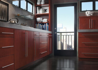 red-brown kitchen cabinets
