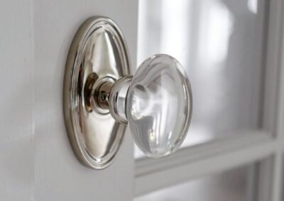 silver and glass door handle