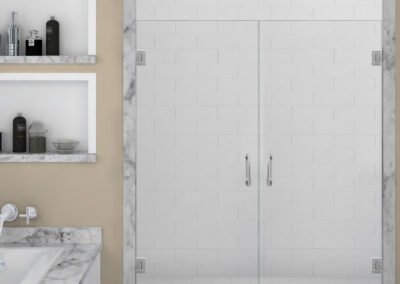 side-byside glass swing out shower doors